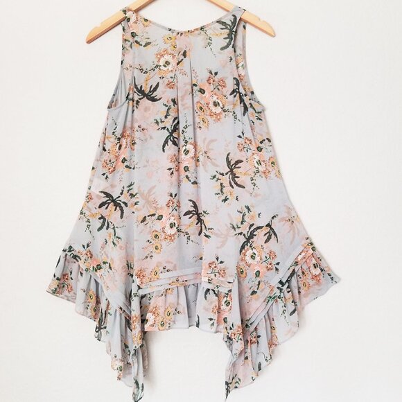Anthropologie Maeve Magda Ruffle Floral Tunic Tank S Romantic Fairy Sheer $98 - Picture 3 of 15